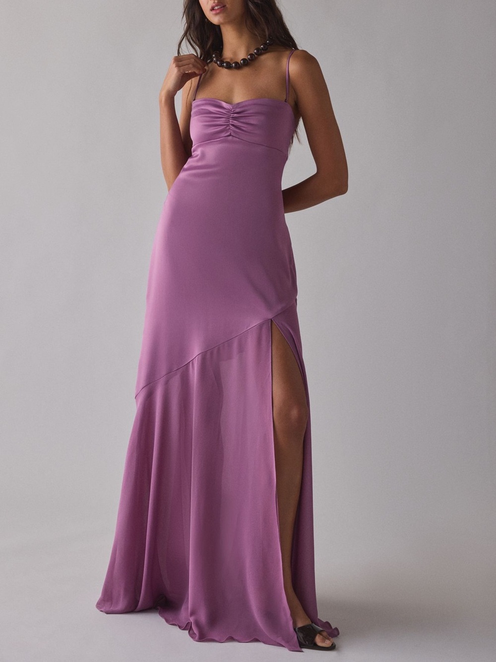 Urban Outfitters UO Sky High Sheer Illusion Asymmetric Maxi Dress